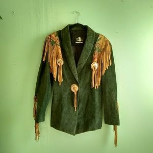 Fringe and concho leather jacket